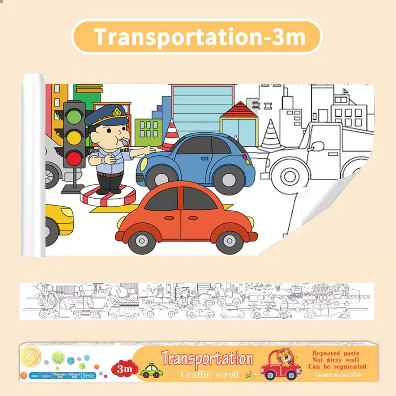 Papel de Colorir Gigante – Transportes
