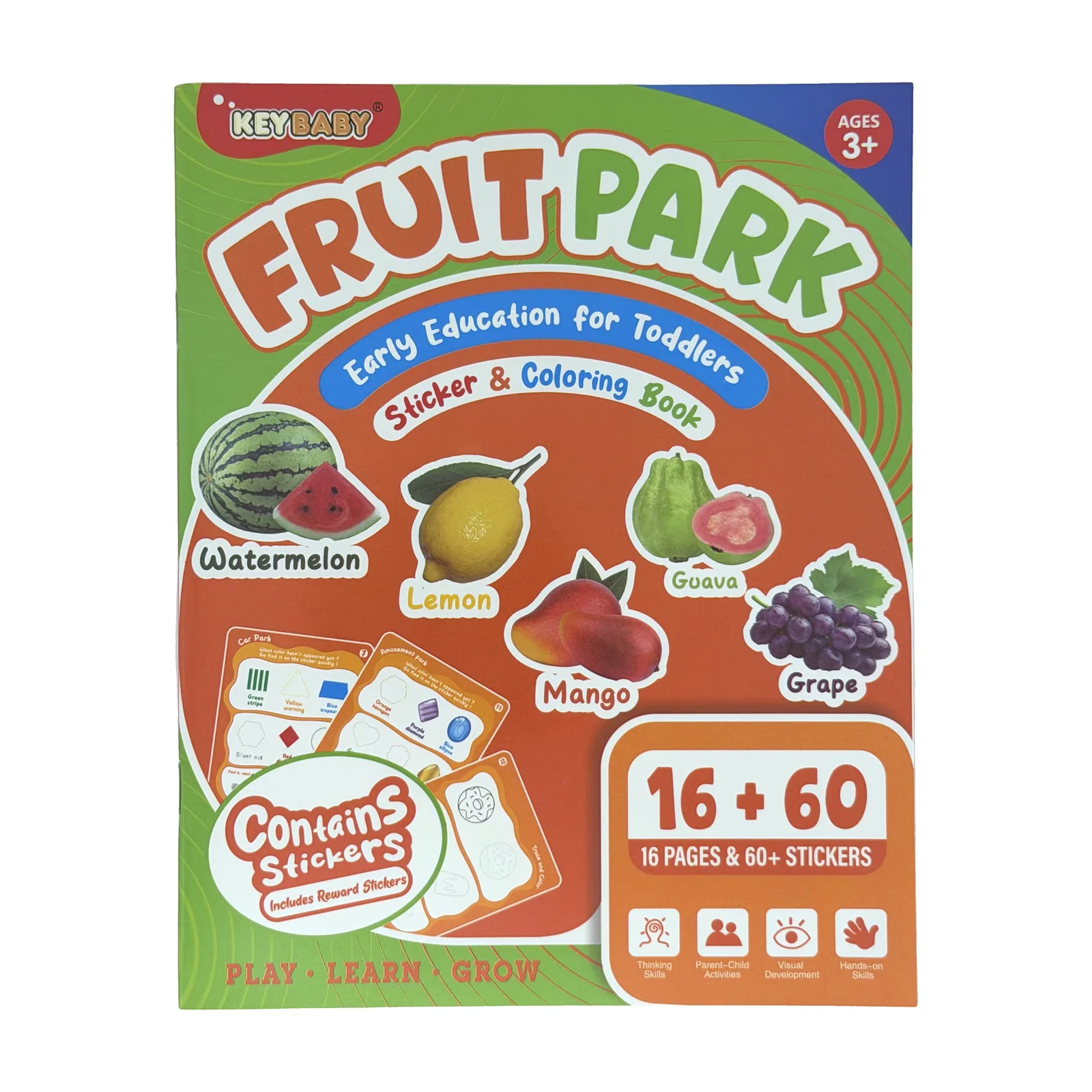 Livro de Adesivos e Colorir – Parque das Frutas