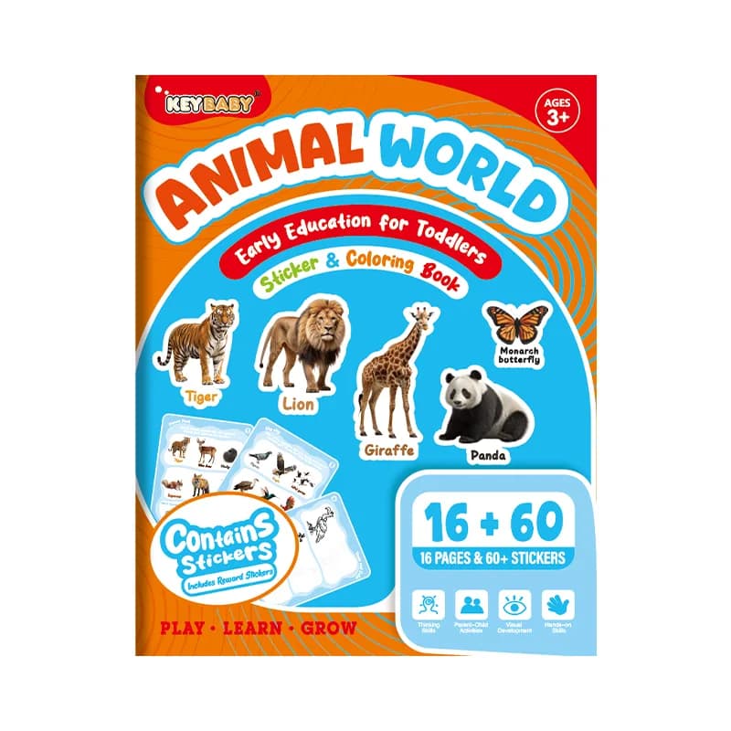 Livro de Adesivos e Colorir – Mundo Animal